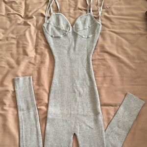 Grey Ribbed Jumpsuit